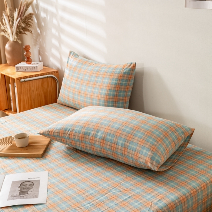 91家纺网 家纺一手货源 找家纺 2025新款A类色织水洗棉单被套 芳华绿