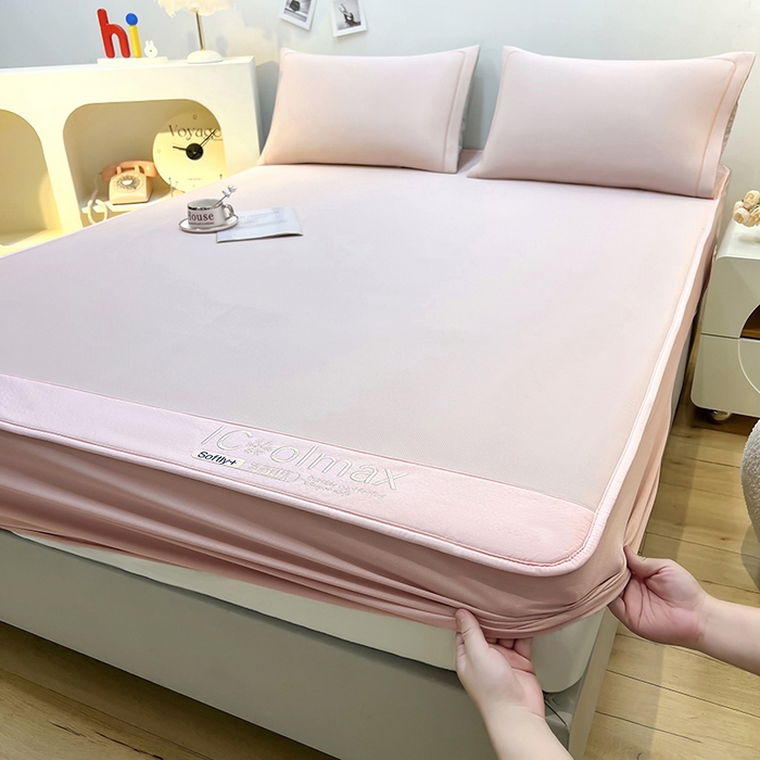 91家纺网 家纺一手货源 找家纺 全季家居 2025新款5A抗菌ICE系列凉感冰丝席 淡粉 床笠款