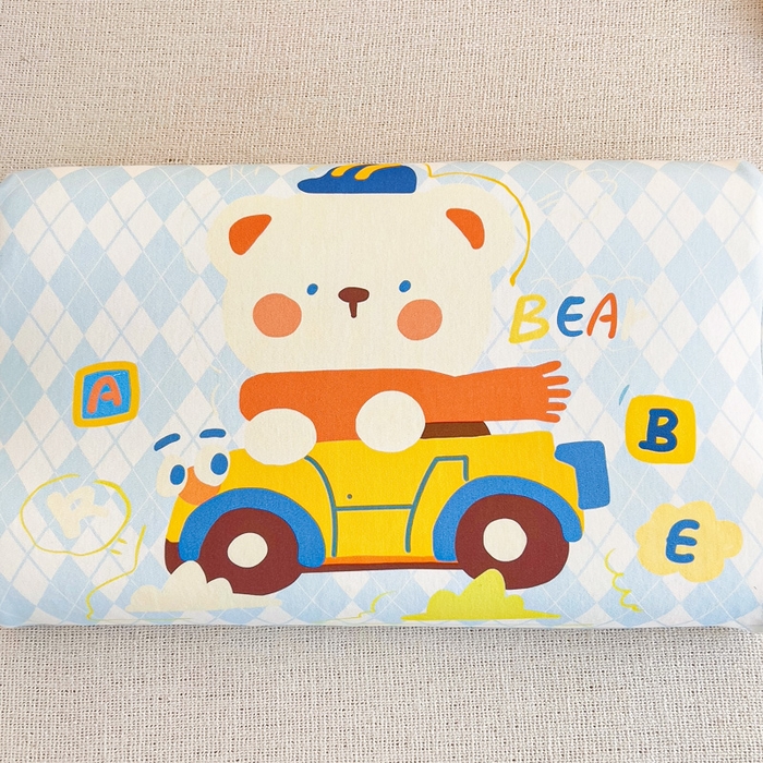 91家纺网 家纺一手货源 找家纺 梵赫 2025新款全棉A类儿童针织棉记忆枕（可拆卸） 滴滴熊 单枕套