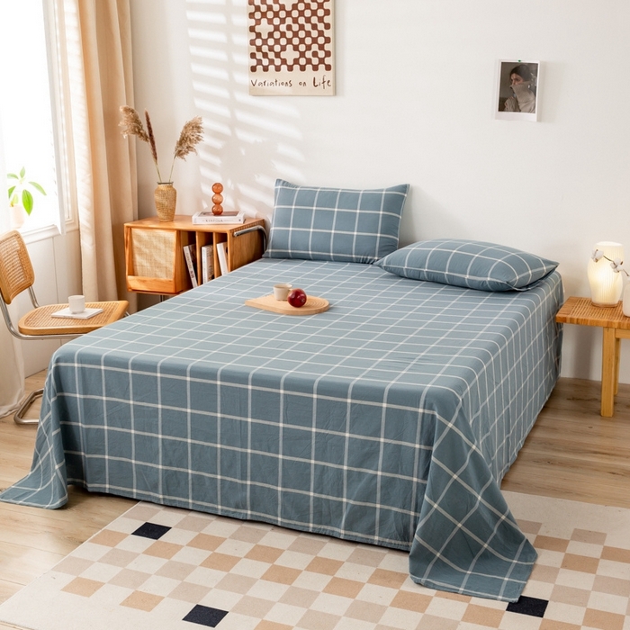 91家纺网 家纺一手货源 找家纺 2025新款A类色织水洗棉单被套 柏拉图兰