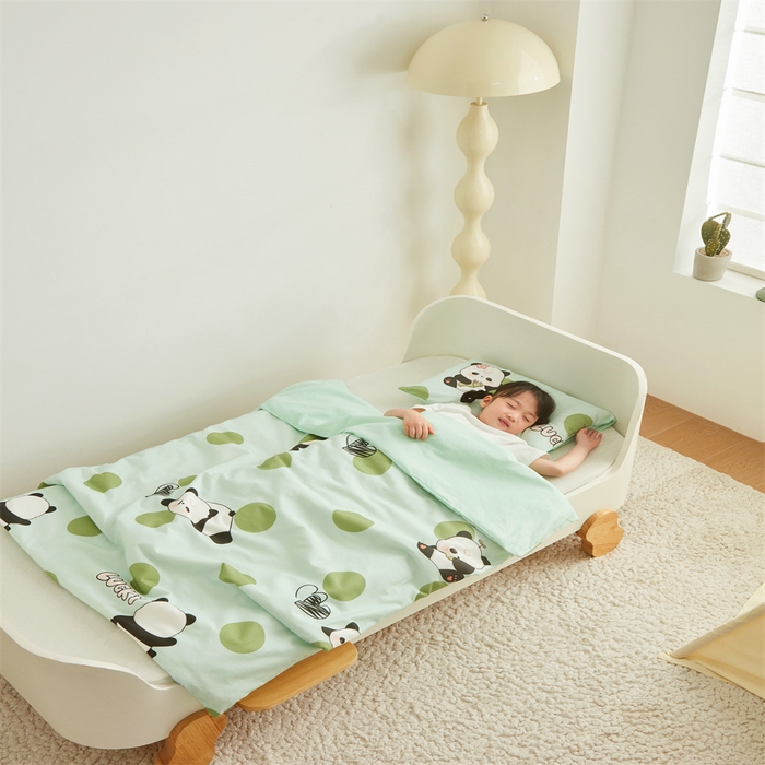 91家纺网 家纺一手货源 找家纺 艾佳宝贝 2025A类儿童全棉多功能单被套可拆式夏被四季被子 lucky熊猫