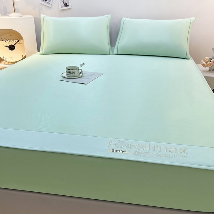 91家纺网 家纺一手货源 找家纺 全季家居 2025新款5A抗菌ICE系列凉感冰丝席 水绿 床笠款