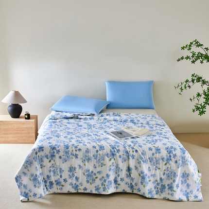 巴宝路 2025新款一触即凉抗菌防螨印花凉感夏被夏凉被空调被 花境 蓝