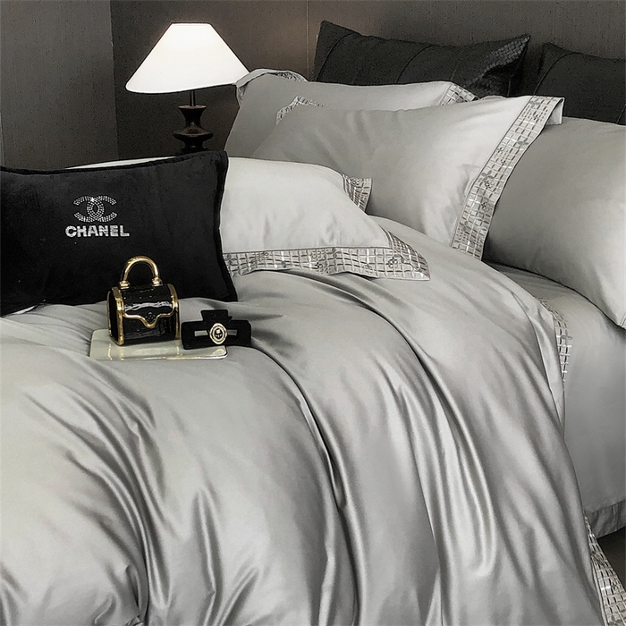 91家纺网 家纺一手货源 找家纺 保罗圣迪奥 2025新款简约款全棉长绒棉四件套—星阑 星阑-绅士灰