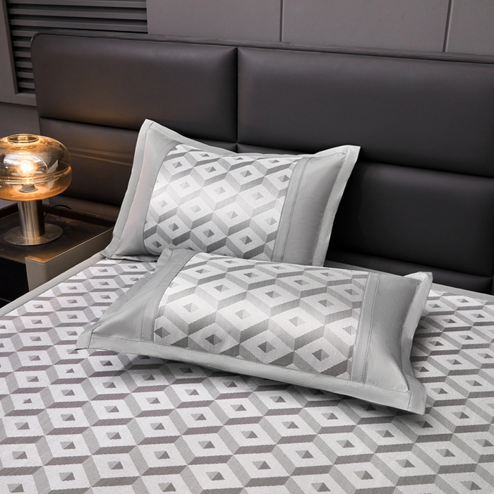 91家纺网 家纺一手货源 找家纺 全季家居 2025新款5A抗菌3D立体冰柔凉感冰丝席 格调-银灰 床席款