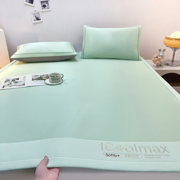 91家纺网 家纺一手货源 找家纺 全季家居 2025新款5A抗菌ICE系列凉感冰丝席 水绿 床席款