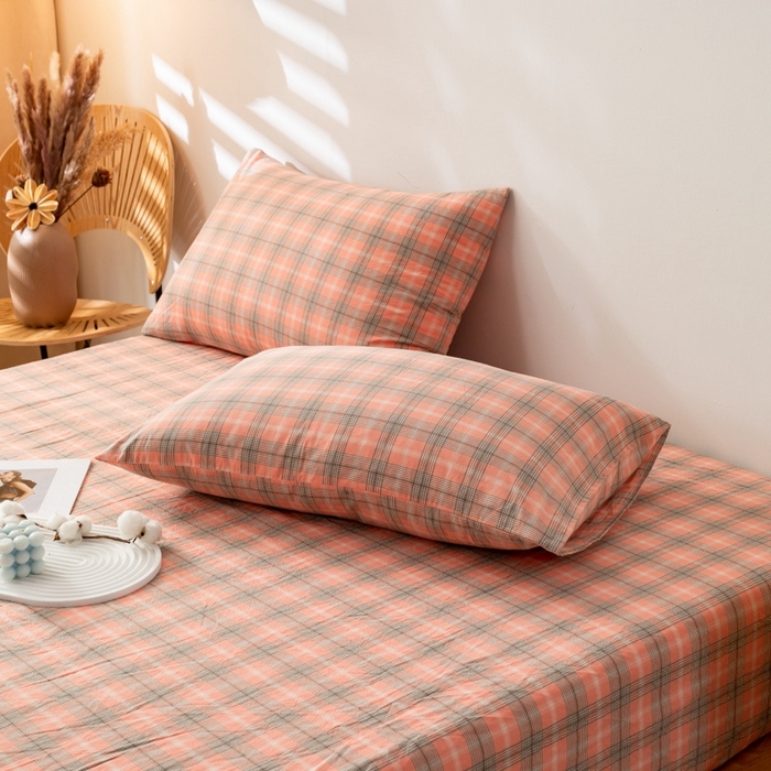 91家纺网 家纺一手货源 找家纺 2025新款A类色织水洗棉单被套 芳华粉