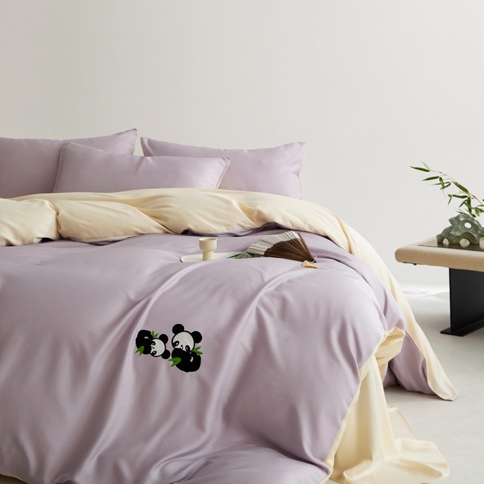 91家纺网 家纺一手货源 找家纺 金奇达家纺 2025新款竹玉清丝四件套-墨隐竹笙【标准号全网控价（折后券后）不低于228元】 墨隐竹笙-紫