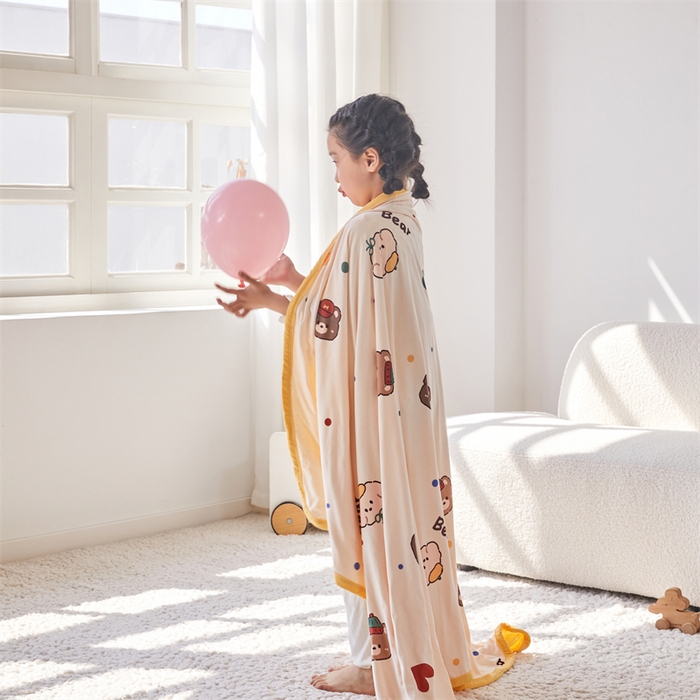 91家纺网 家纺一手货源 找家纺 （总）艾佳宝贝 2025新款A类针织豆豆儿童多功能宿舍午睡安抚盖毯