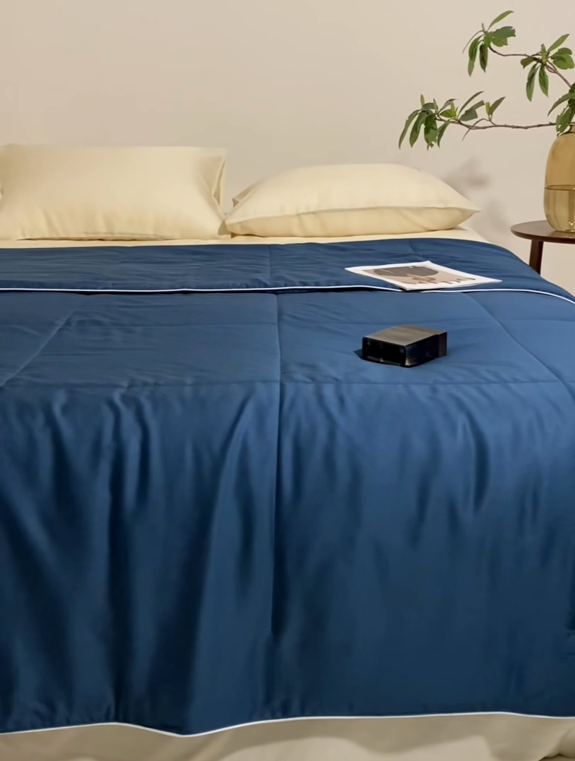 91家纺网 家纺一手货源 找家纺 朵美 2025新款60支天丝纯色夏被被子被芯 深蓝灰