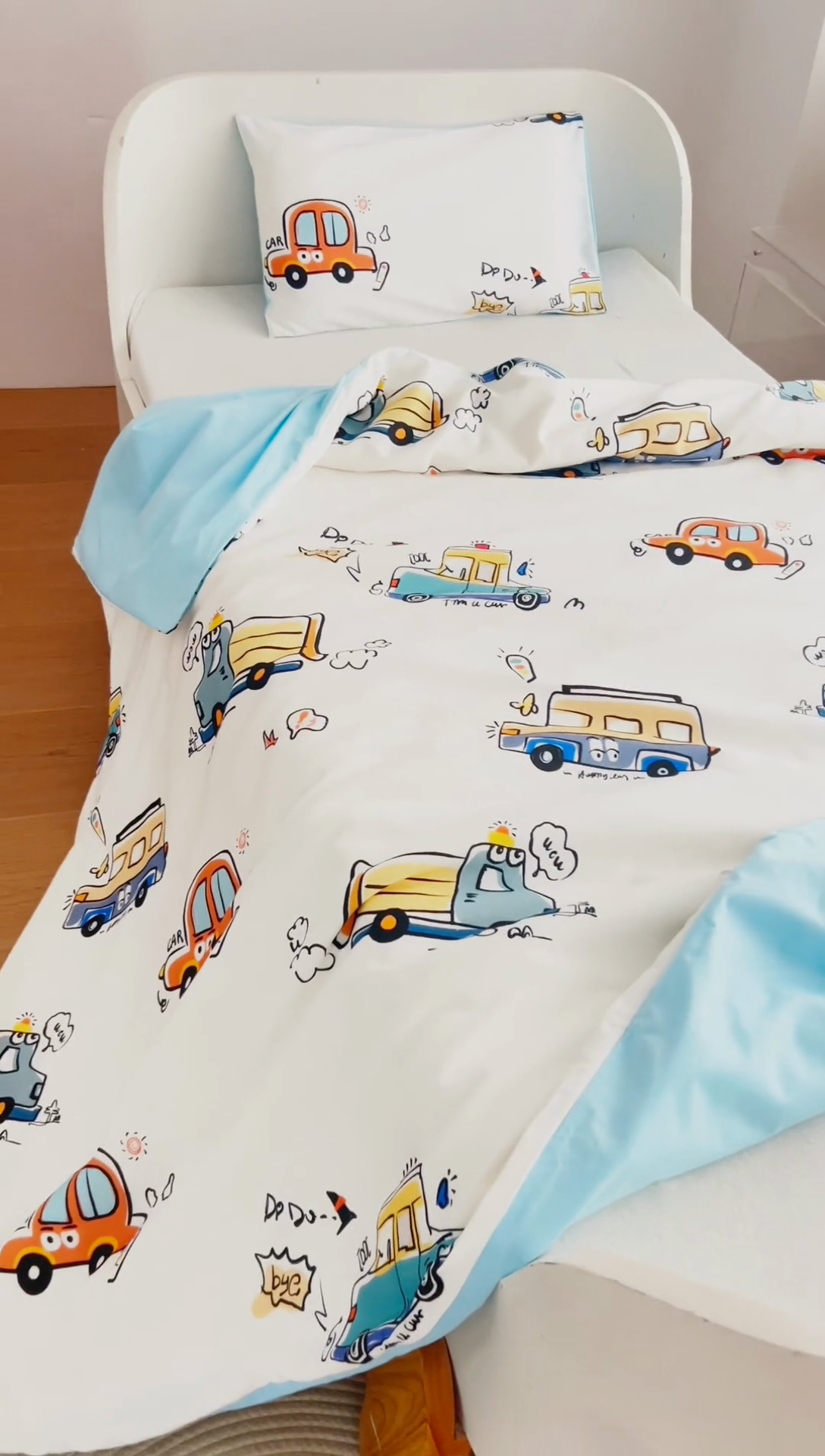 91家纺网 家纺一手货源 找家纺 艾佳宝贝 2025A类儿童全棉多功能单被套可拆式夏被四季被子 巴士汽车