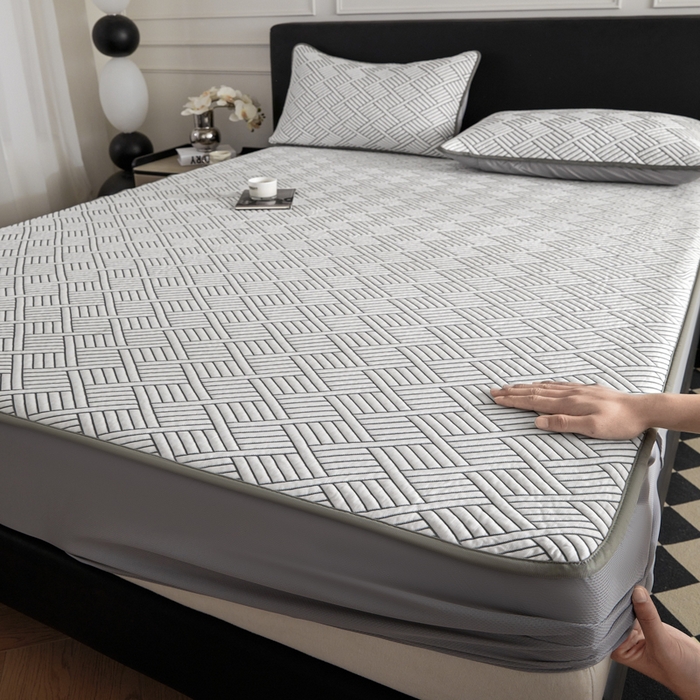 91家纺网 家纺一手货源 找家纺 2025新款韩国外贸爆款加厚PE中分子凉感豆豆软席 时空灰-床笠款