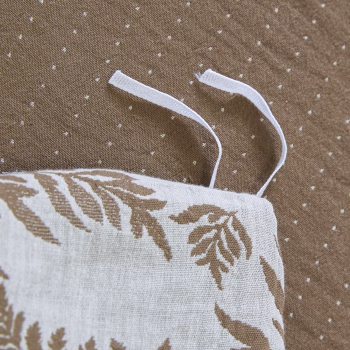 91家纺网 家纺一手货源 找家纺 2025新款全棉色织双层纱纽扣款四件套 扶苏-浅咖