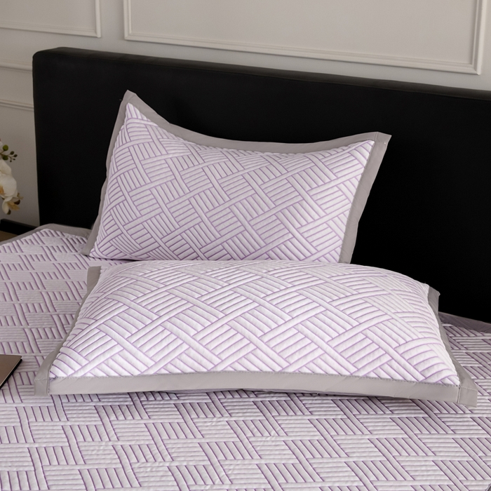 91家纺网 家纺一手货源 找家纺 2025新款韩国外贸爆款加厚PE中分子凉感豆豆软席 时空紫-床席款