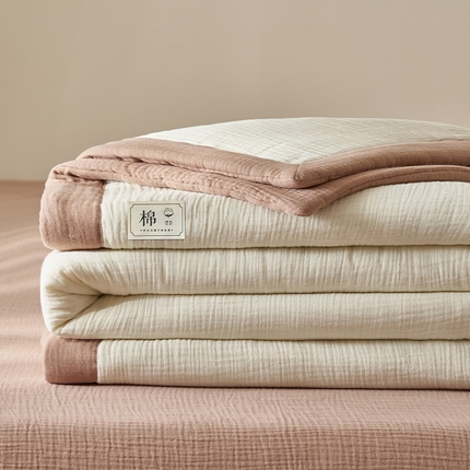 91家纺网 家纺一手货源 找家纺 （总）简如 2025新款A类全棉双层纱皱皱纱夏被四件套-简系列