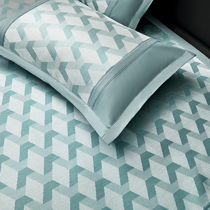 91家纺网 家纺一手货源 找家纺 全季家居 2025新款5A抗菌3D立体冰柔凉感冰丝席 菱形-水绿 床席款