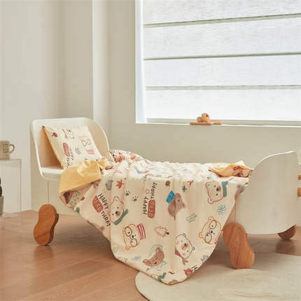 艾佳宝贝 2025A类儿童全棉多功能单被套可拆式夏被四季被子 憨憨萌熊