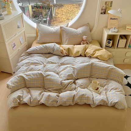 91家纺网 家纺一手货源 找家纺 （总）田野 2025新款全棉水洗棉提花点点系列四件套