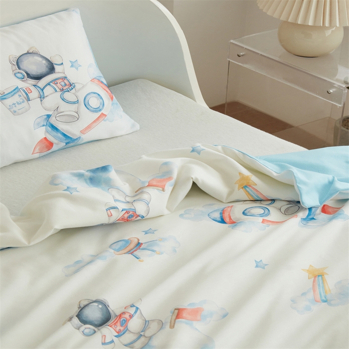 91家纺网 家纺一手货源 找家纺 艾佳宝贝 2025A类儿童全棉多功能单被套可拆式夏被四季被子 航天员