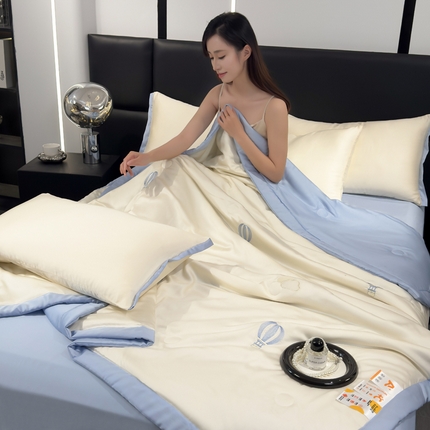 91家纺网 家纺一手货源 找家纺 （汇总）雨洋家纺 2025新款清凉舒适水洗冰丝刺绣夏被四件套