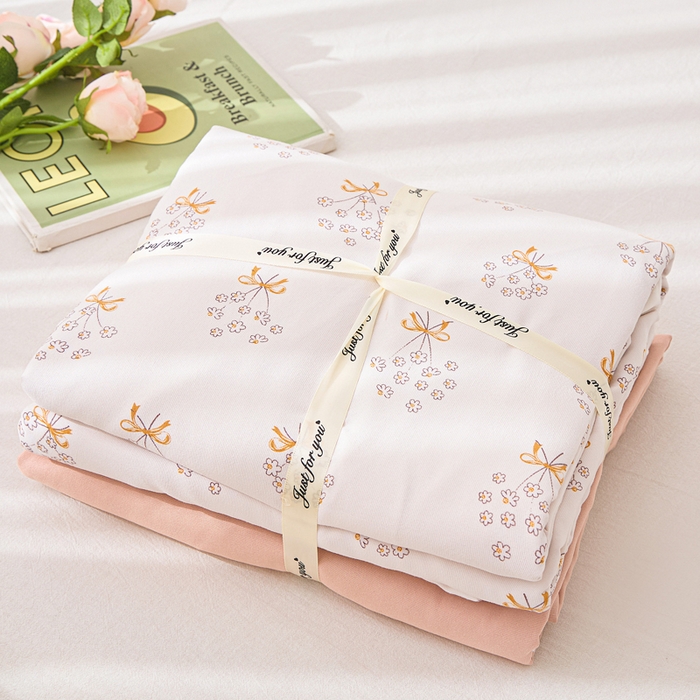 91家纺网 家纺一手货源 找家纺 蕾诺家纺 2025新款直播新款A类有氧提花云纱棉圆角吊边工艺四件套学生三件套 蒲公英