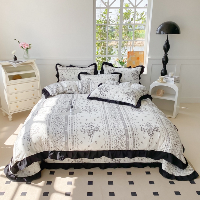 91家纺网 家纺一手货源 找家纺 佳品居 2025新款赫本风床盖四件套 赫本风-繁花