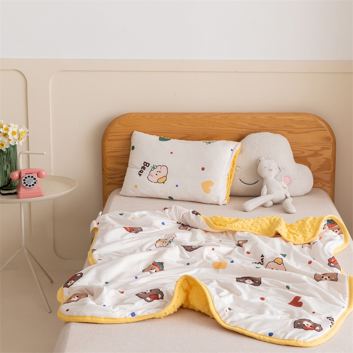 91家纺网 家纺一手货源 找家纺 （总）艾佳宝贝 2025新款A类豆豆针织儿童多功能盖毯安抚夏被-实拍