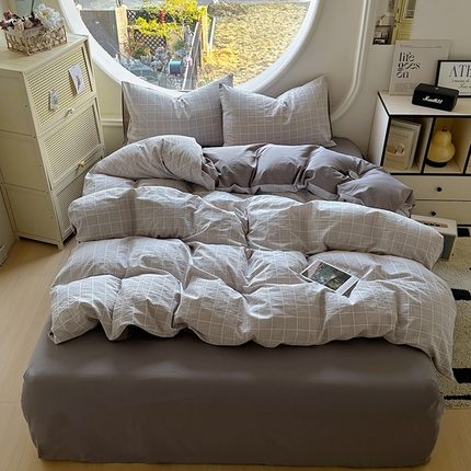 田野 2025新款全棉水洗棉提花锦绣系列四件套 锦绣-灰