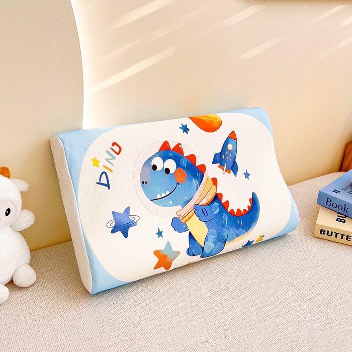 91家纺网 家纺一手货源 找家纺 梵赫 2025新款全棉A类儿童针织棉记忆枕（可拆卸） 太空恐龙 30*50  含芯