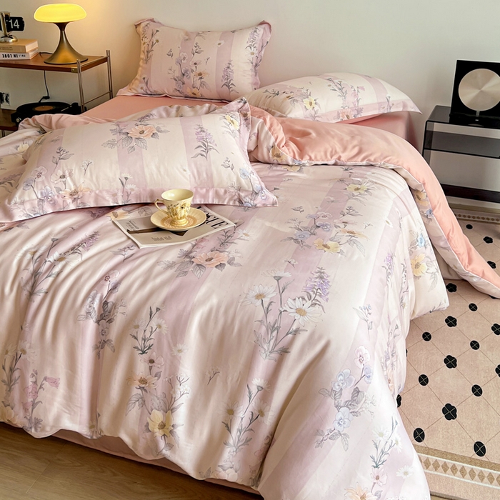 91家纺网 家纺一手货源 找家纺 棉生活家纺 2025新款天丝莱赛尔印花四件套 雅梦