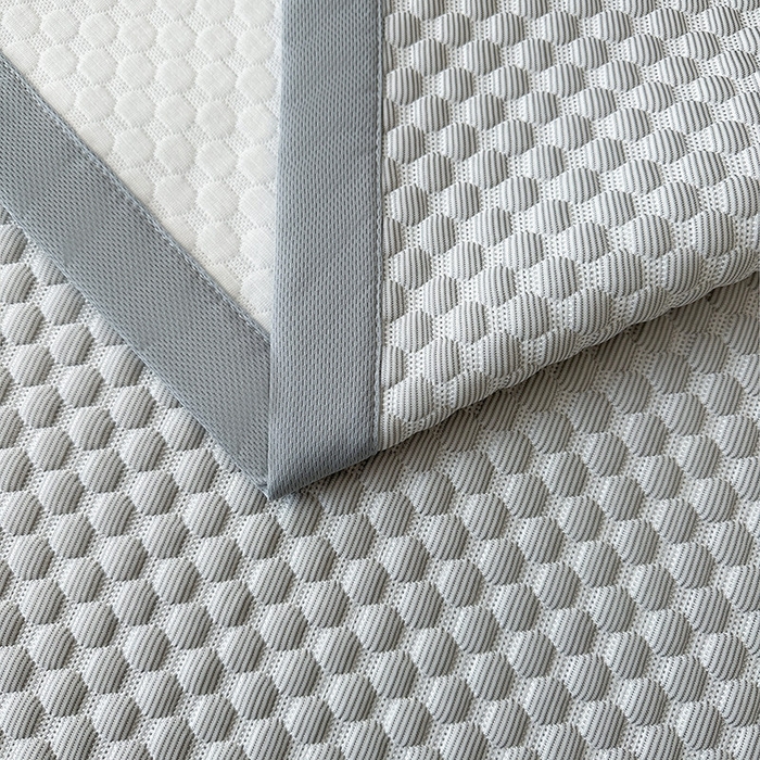 91家纺网 家纺一手货源 找家纺 澳梵家居 2025新款PE中分子A类凉感豆豆刺绣软凉席 冰川-浅灰