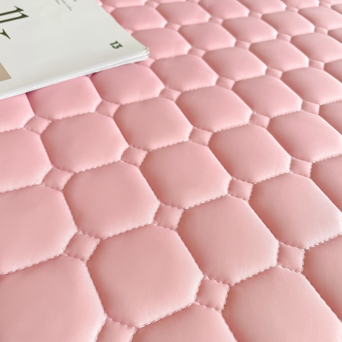 91家纺网 家纺一手货源 找家纺 2025新款加厚乳胶床笠款经典纯色夏被套件 方格-豆粉