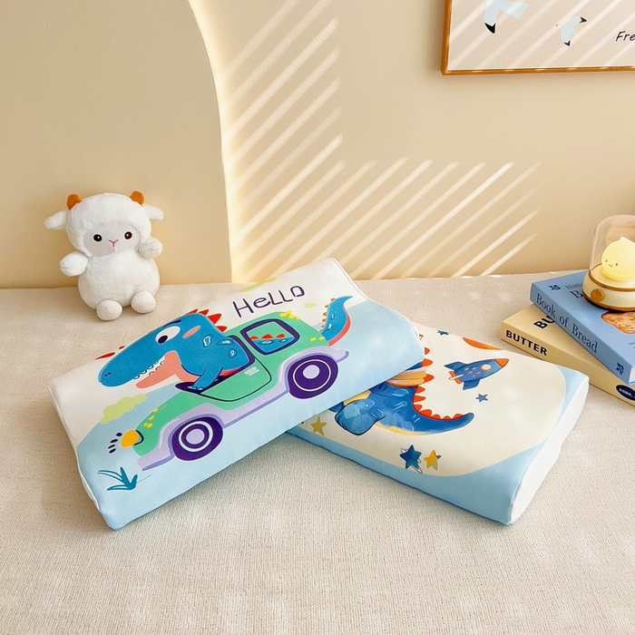 91家纺网 家纺一手货源 找家纺 梵赫 2025新款全棉A类儿童针织棉记忆枕（可拆卸） 开车恐龙 单枕套