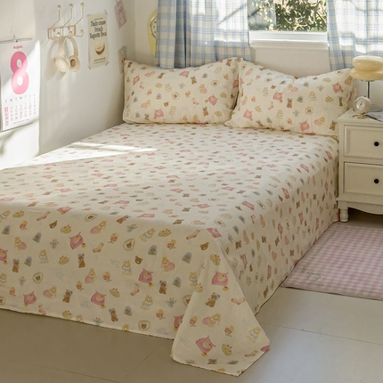 塔塔家居  2025新款全棉纯棉双层纱床单床笠单品 春日派对