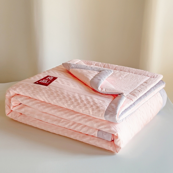 91家纺网 家纺一手货源 找家纺 雨洋家纺 2025新款华夫格提花大豆夏被 粉玉