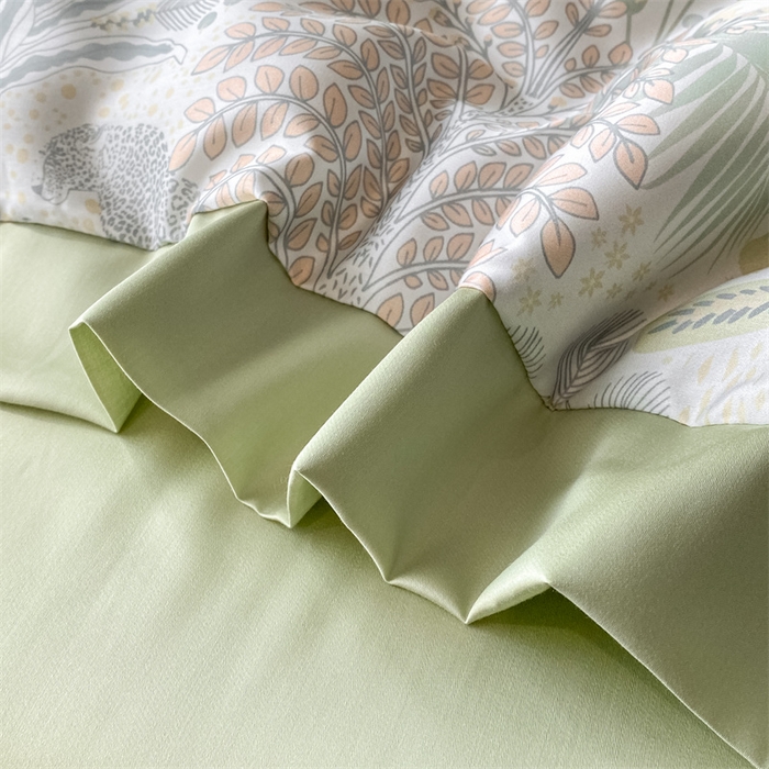 91家纺网 家纺一手货源 找家纺 本制 2025新款水洗真丝印花夏被夏凉被空调被 蔓叶森语+抺茶绿