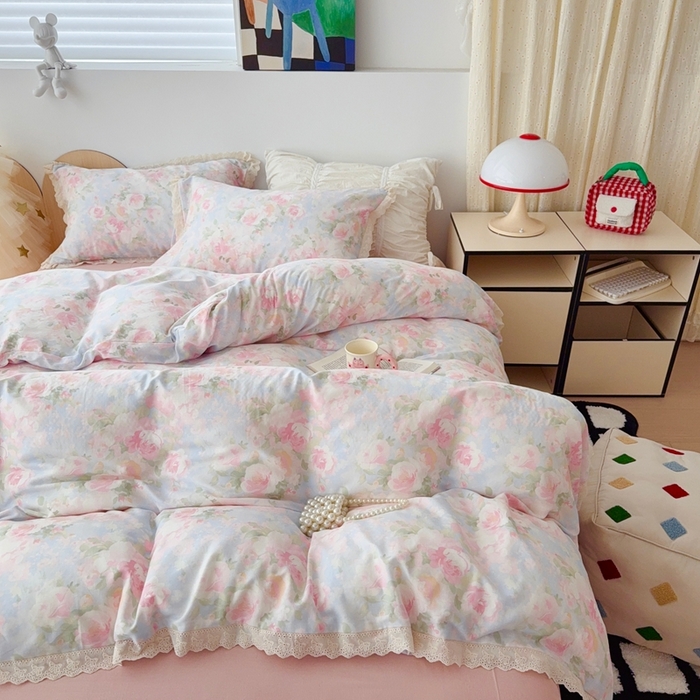 91家纺网 家纺一手货源 找家纺 于果 2025新款全棉双层纱花边款 黎明心境