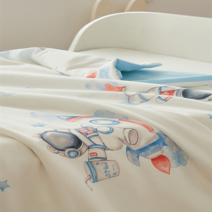 91家纺网 家纺一手货源 找家纺 艾佳宝贝 2025A类儿童全棉多功能单被套可拆式夏被四季被子 航天员