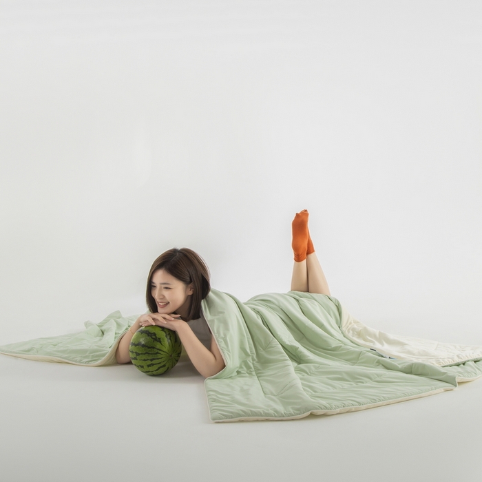 91家纺网 家纺一手货源 找家纺 佳居缘 2025新款锦氨冰川凉感冰菓裸感被 豆蔻绿