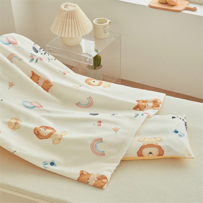 91家纺网 家纺一手货源 找家纺 艾佳宝贝 2025A类儿童全棉多功能单被套可拆式夏被四季被子 萌趣动物园
