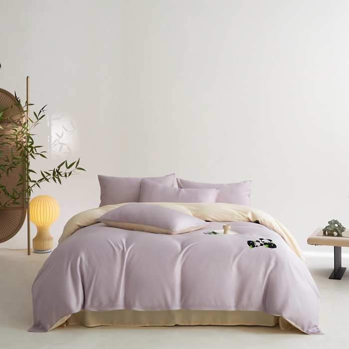 91家纺网 家纺一手货源 找家纺 金奇达家纺 2025新款竹玉清丝四件套-墨隐竹笙【标准号全网控价（折后券后）不低于228元】 墨隐竹笙-紫