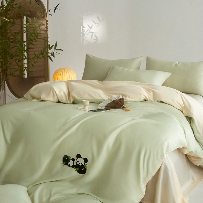 91家纺网 家纺一手货源 找家纺 金奇达家纺 2025新款竹玉清丝四件套-墨隐竹笙【标准号全网控价（折后券后）不低于228元】 墨隐竹笙-绿