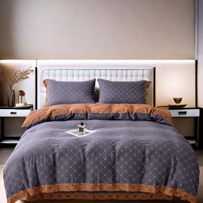 91家纺网 家纺一手货源 找家纺 2025新款全棉色织双层纱纽扣款四件套  城市格调-兰桔