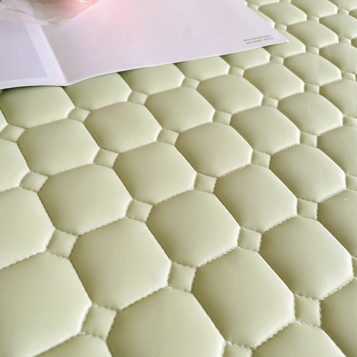 91家纺网 家纺一手货源 找家纺 2025新款加厚乳胶床笠款经典纯色夏被套件 方格-果绿