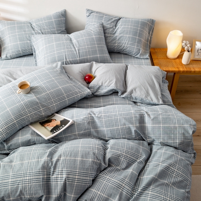 91家纺网 家纺一手货源 找家纺 2025新款A类色织水洗棉单被套 柏林兰