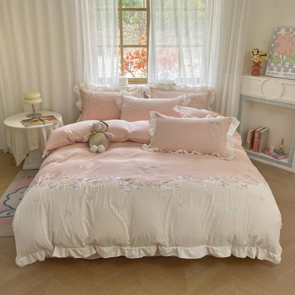 （总）ab家纺2025新款全棉水洗棉绣花四件套-夏莉儿