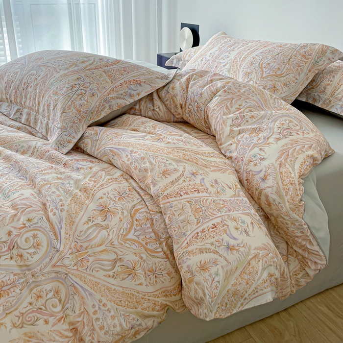 91家纺网 家纺一手货源 找家纺 棉生活家纺 2025新款天丝莱赛尔印花四件套 莉格西塔