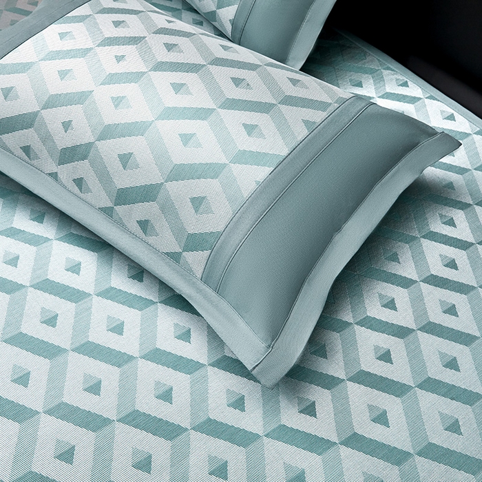 91家纺网 家纺一手货源 找家纺 全季家居 2025新款5A抗菌3D立体冰柔凉感冰丝席 格调-水绿 床席款