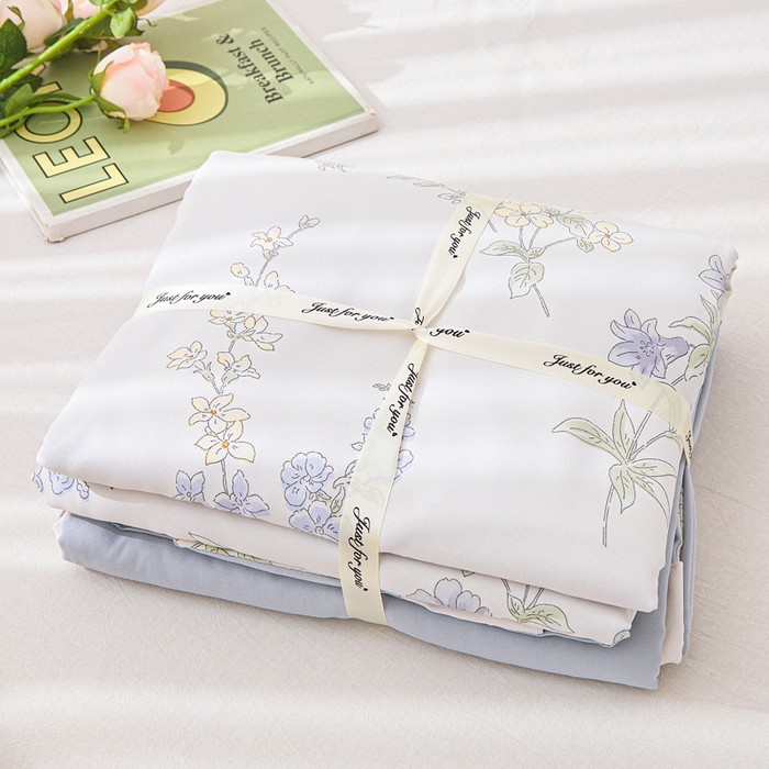 91家纺网 家纺一手货源 找家纺 蕾诺家纺 2025新款直播新款A类有氧提花云纱棉圆角吊边工艺四件套学生三件套 铃兰