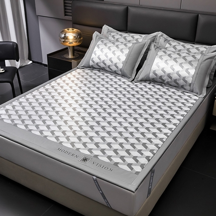 全季家居 2025新款5A抗菌3D立体冰柔凉感冰丝席 菱形-银灰 床席款